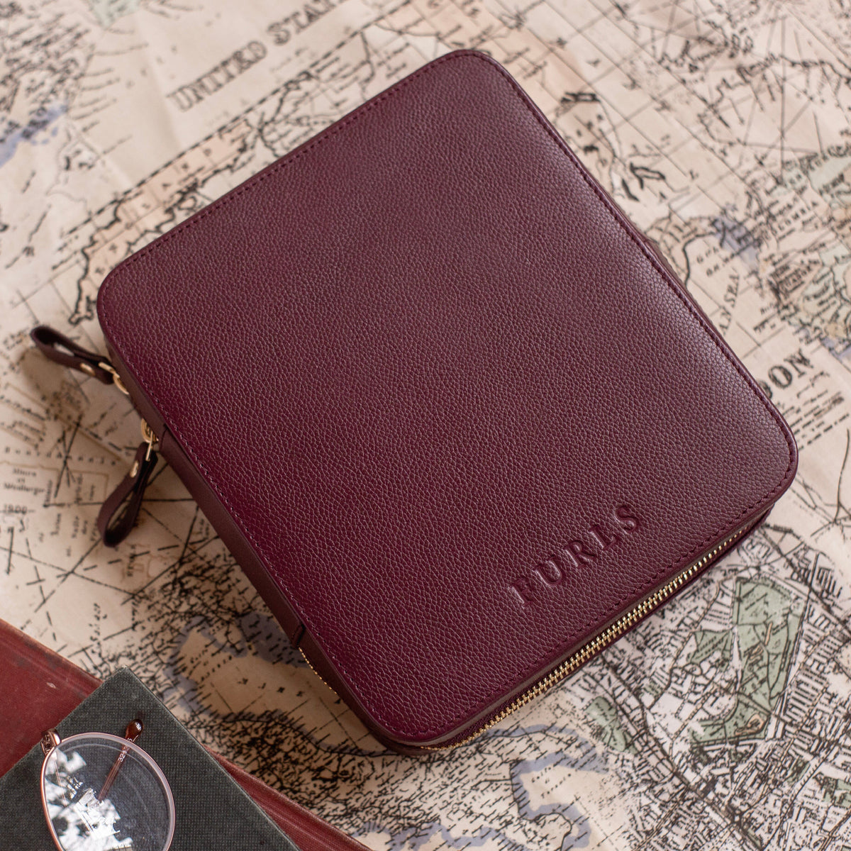 The Safekeep – 10 Hook Leather Travel Case Travel Accessories FurlsCrochet Plum 